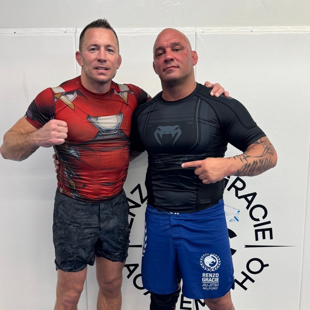 Georges St-Pierre and Professor Mark Cerrone on the mat