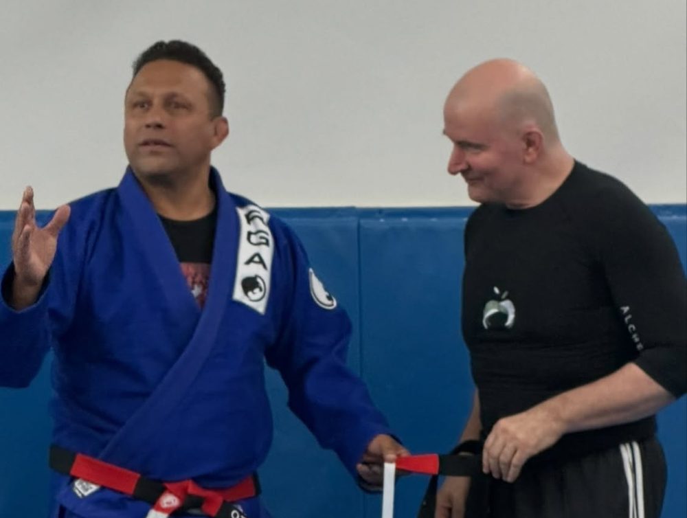 A belt promotion on the mat at Renzo Gracie Naples